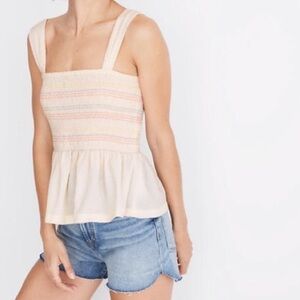 Madewell texture and thread rainbow peplum top xs